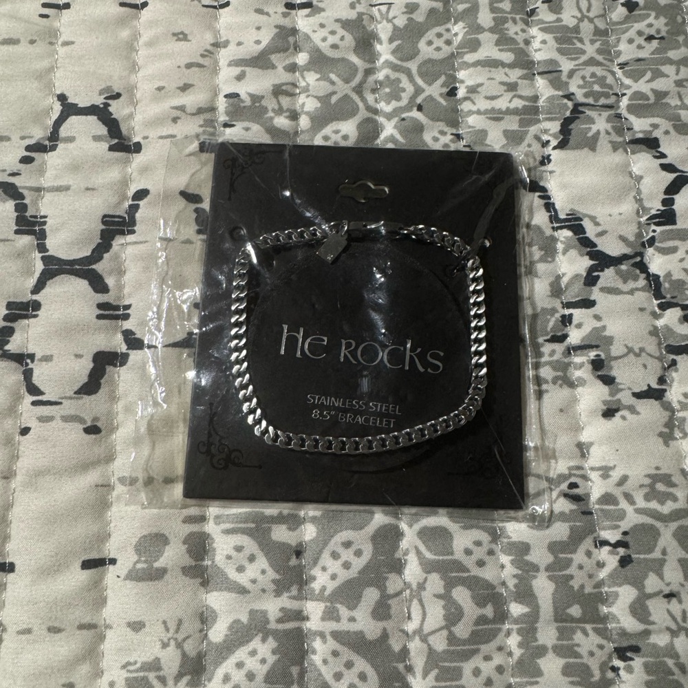 He Rocks Stainlesss Steel 8.5 Bracelet NWT